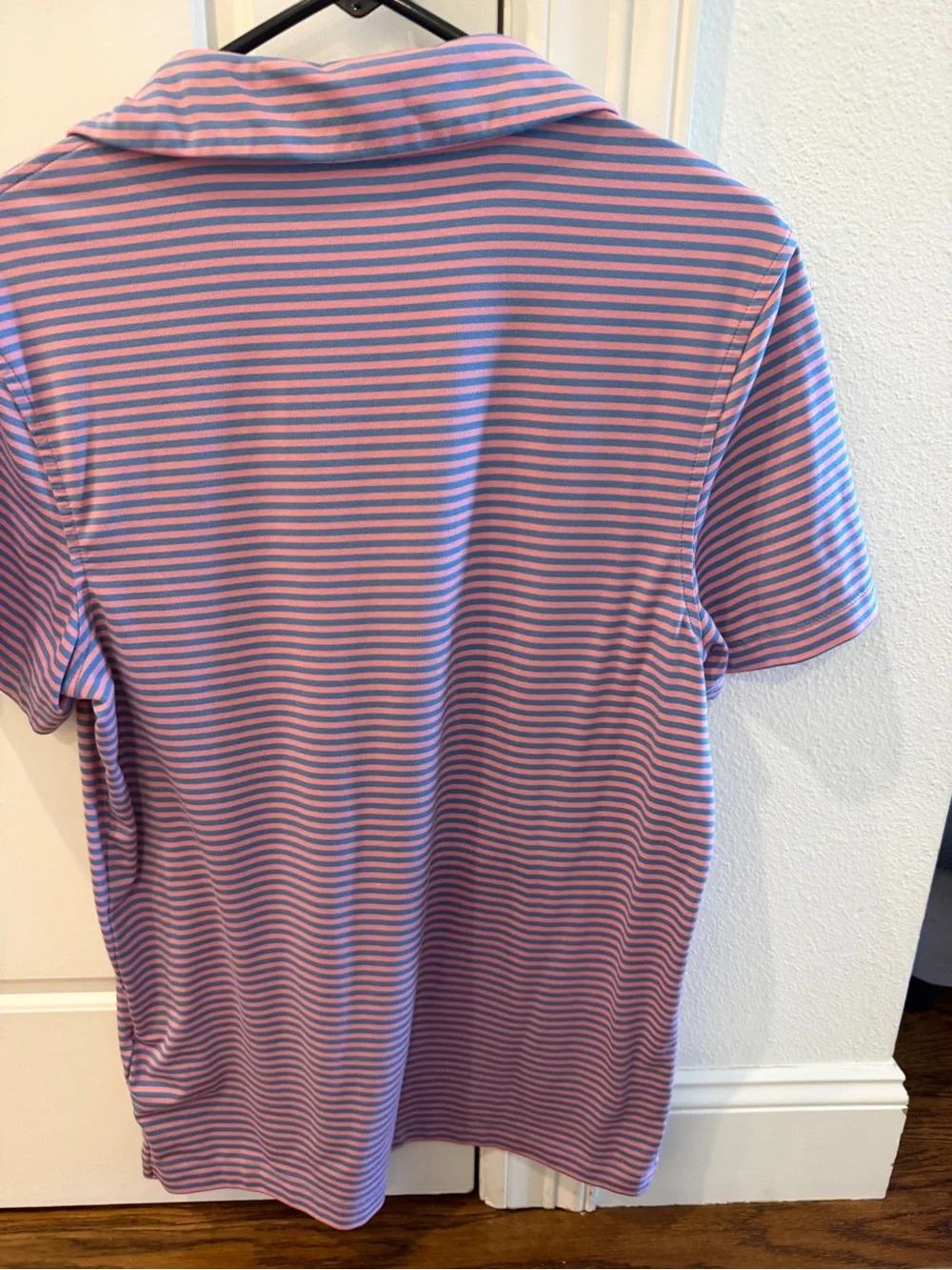 J. Crew Striped Performance Polo in Pink and Blue